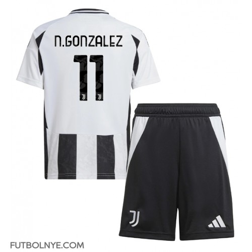 Camiseta Juventus Nicolas Gonzalez #11 Primera Equipación para niños 2024-25 manga corta (+ pantalones cortos)